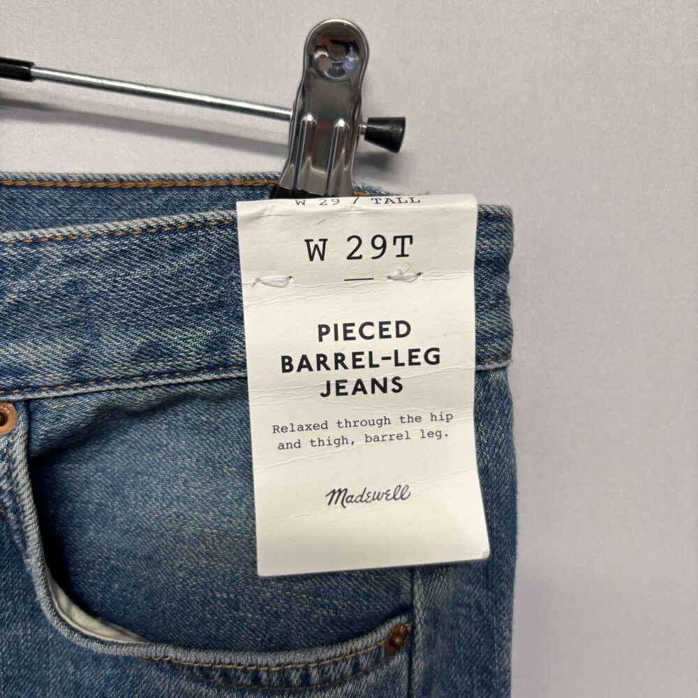 NWT Madewell Women Pieced Barrel Leg Jeans Size 29T 29 Tall Denim D125 -9 - Picture 12 of 16